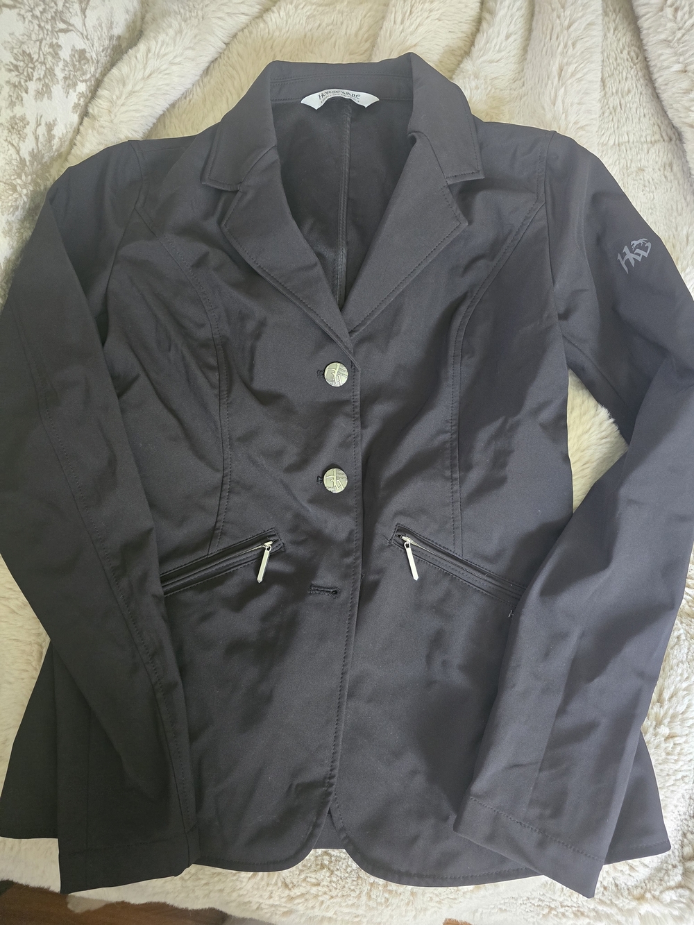 Black Tailored Women's Blazer with Zip Pockets - Horseware Show Coat